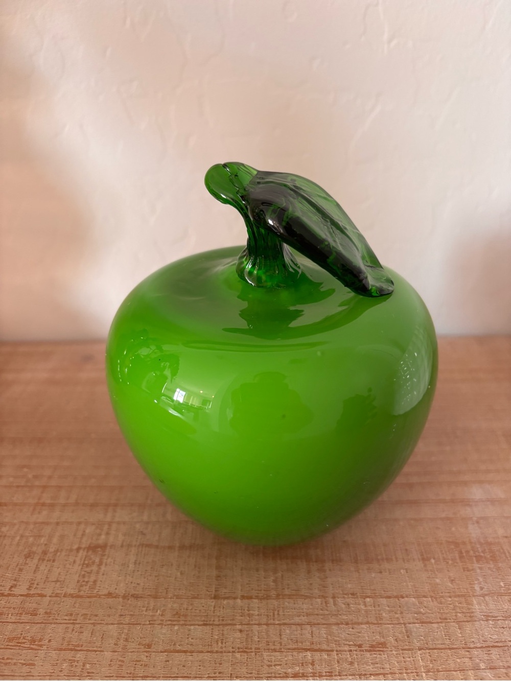 Green Glass Decorative Apple Sculpture - Home Art Accent